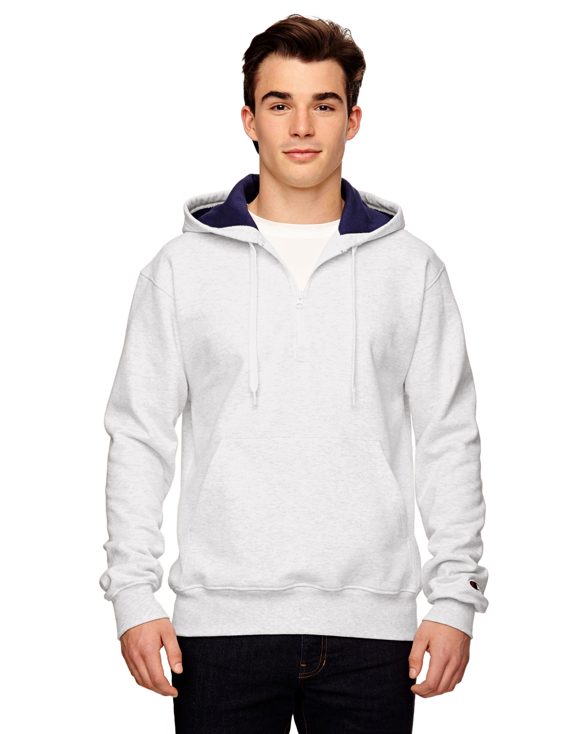 Champion S185 Cotton Max Hooded Quarter-Zip Sweatshirt - Tiny Fish Printing